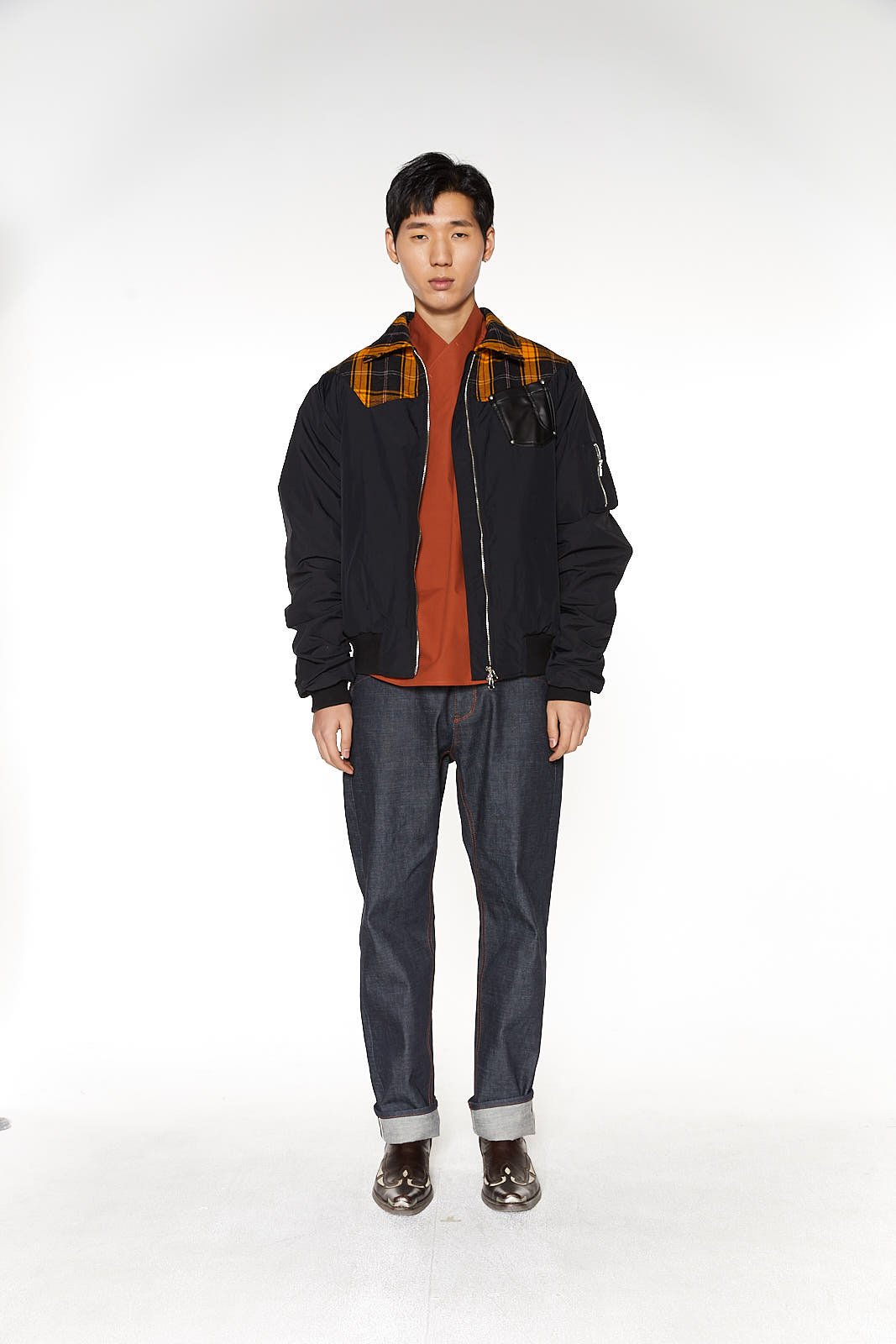 Yellow Plaid Shoulder Bomber