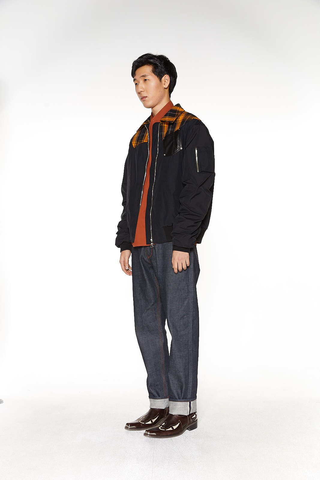 Yellow Plaid Shoulder Bomber